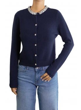 Cardigan bordo con diamantini 